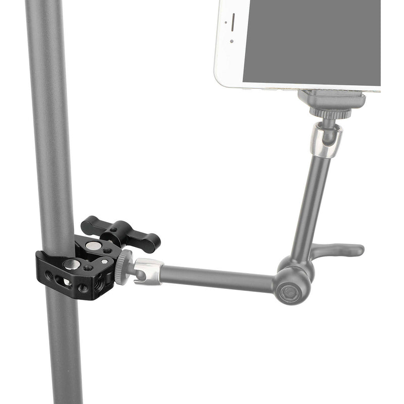 CAMVATE Super Crab Clamp with 1/4"-20 & 3/8"-16 Threads (Black T-Handle)