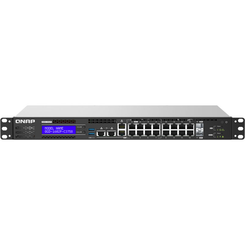 QNAP QGD-1602P-C3758-16G 16-Port Multi-Gig PoE 4 Compliant Managed Switch & NAS Enclosure