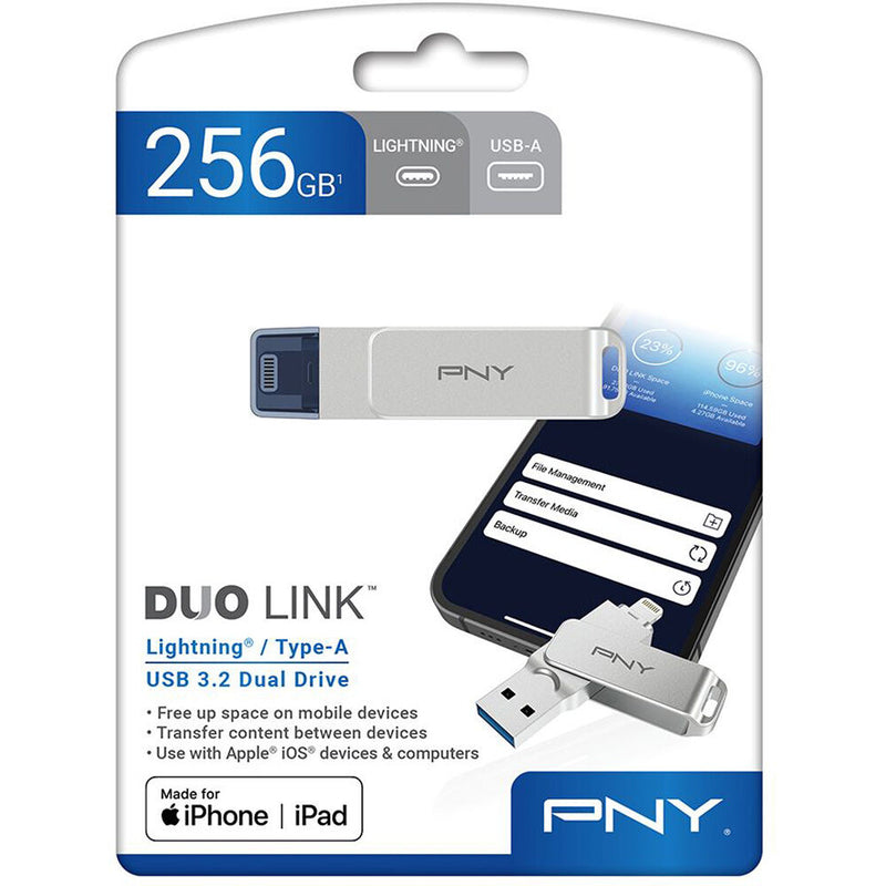 PNY 256GB DUO LINK iOS USB 3.2 Gen 1 Dual Flash Drive