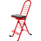 PLATEAU CHAIRS Pro Series Folding Chair with Black Vinyl Leather Seat & Red Frame