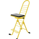 PLATEAU CHAIRS Pro Series Folding Chair with Black Vinyl Leather Seat & Yellow Frame