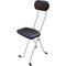 PLATEAU CHAIRS MESA Series Folding Chair with Black Vinyl Leather Seat & Silver Frame