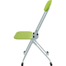 PLATEAU CHAIRS Terrace Series Folding Chair with Lime Vinyl Leather Seat & Silver Frame