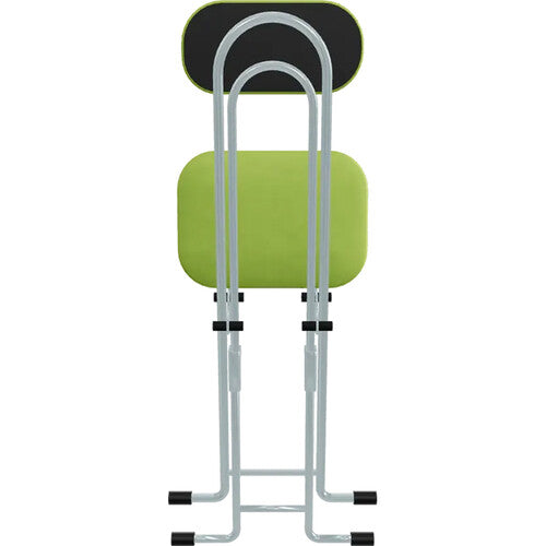 PLATEAU CHAIRS Terrace Series Folding Chair with Lime Vinyl Leather Seat & Silver Frame