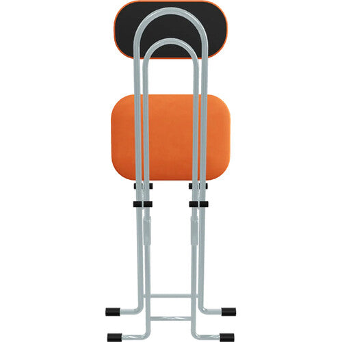 PLATEAU CHAIRS Terrace Series Folding Chair with Tangerine Vinyl Leather Seat & Silver Frame