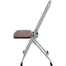 PLATEAU CHAIRS Petite Series Folding Chair with Dark Brown Wood Seat & Silver Frame