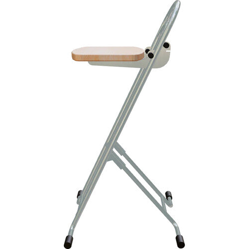 PLATEAU CHAIRS Petite Series Folding Chair with Natural Wood Tone Wood Seat & Silver Frame