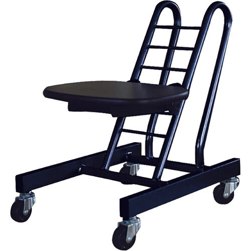 PLATEAU CHAIRS Pro Motion Series Low-Profile Rolling Chair with Black Vinyl Leather Seat & Black Frame