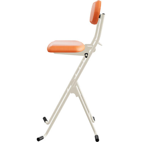 PLATEAU CHAIRS MESA Series Folding Chair with Tangerine Vinyl Leather Seat & Ivory Frame