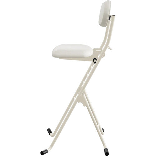 PLATEAU CHAIRS MESA Series Folding Chair with White Vinyl Leather Seat & Ivory Frame