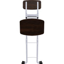PLATEAU CHAIRS Par&aacute; Series Folding Chair with Dark Brown Wood Seat & Silver Frame