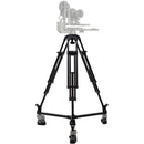 E-Image Aluminum PTZ Tripod with 100mm Flat Base, Dolly & Quick Release Plate (88 lb Payload)