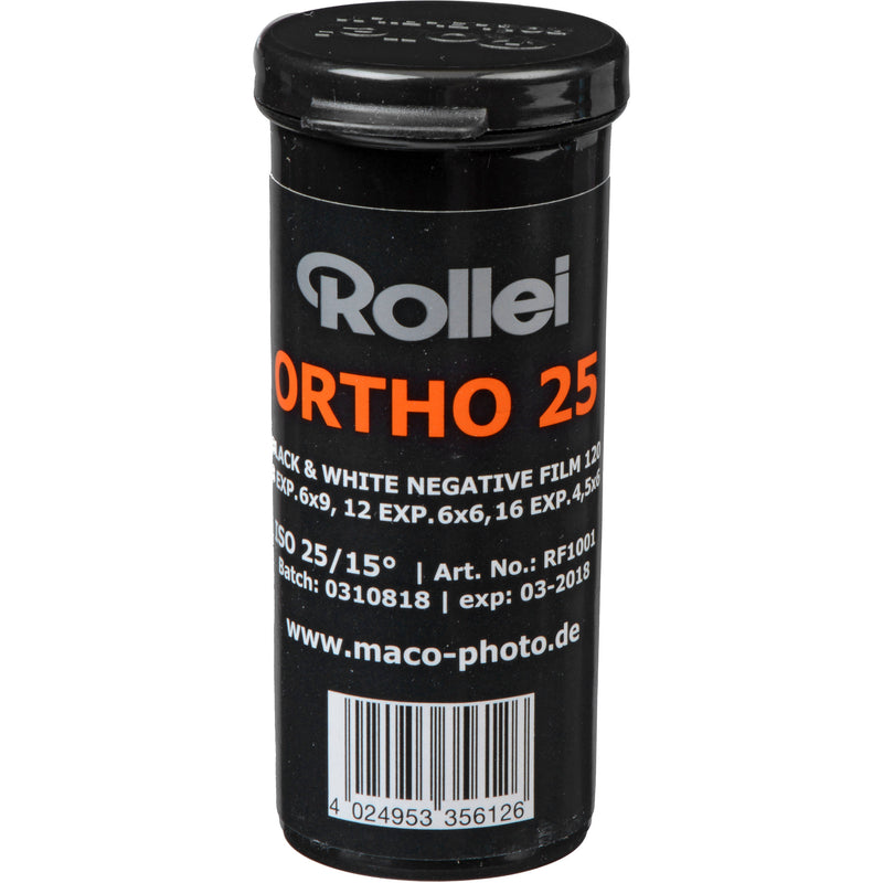 Rollei Ortho 25 Black and White Negative Film (120 Roll Film, Expired December 2022)