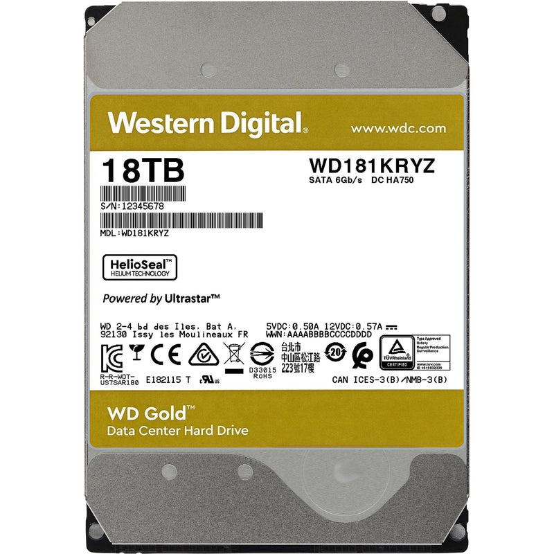 WD 18TB Gold 7200 rpm SATA III 3.5" Internal Enterprise HDD