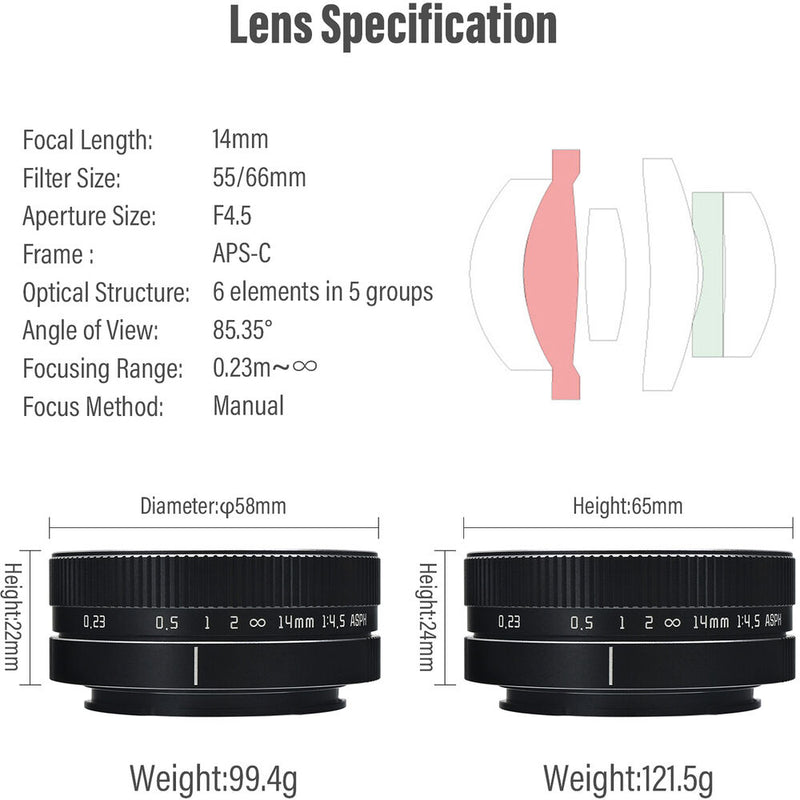 AstrHori 14mm f/4.5 Lens (FUJIFILM X, Black)