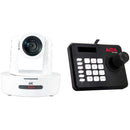 AIDA Imaging 4K NDI|HX PTZ Camera with 12x Optical Zoom + Controller Bundle (White)