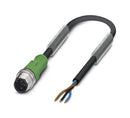 PHOENIX CONTACT 1693160 Sensor Cable, 3P, M12 Plug, Free End, 3 Positions, 2 m, 6.6 ft 1693160, SAC-3P-M12MS/2,0-PVC