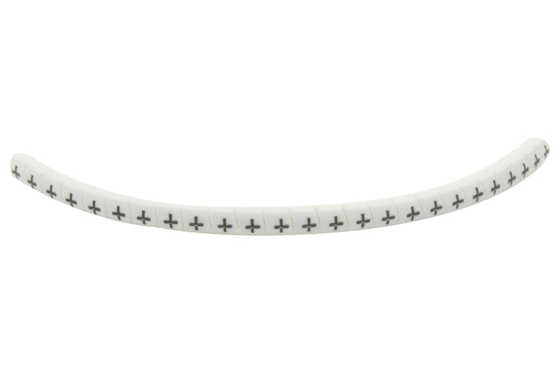 HELLERMANNTYTON 901-11014 Wire Marker, Helagrip, Slide On, Chevron Cut, Pre Printed, +, Black, White, 3.5mm, 3 mm