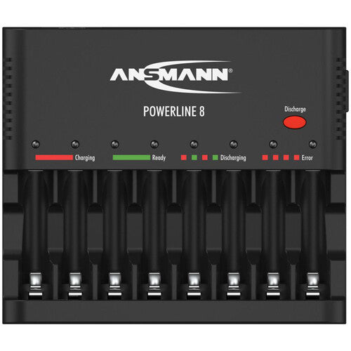 Ansmann Powerline 8-Bay Battery Charger for AA / AAA NiMH Rechargeable Batteries (Black)