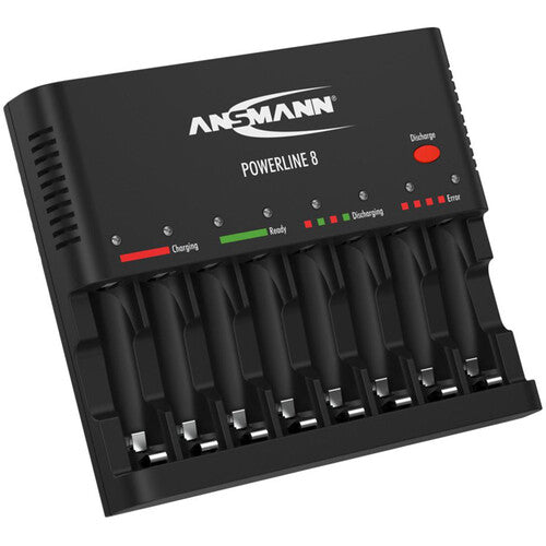 Ansmann Powerline 8-Bay Battery Charger for AA / AAA NiMH Rechargeable Batteries (Black)