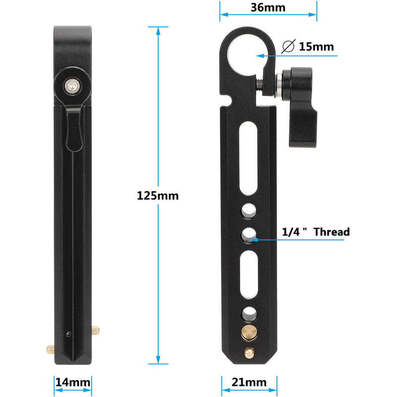 CAMVATE Single 15mm Rod Bracket with Double-Sided NATO Safety Rail (3.8")