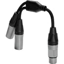Kondor Blue Dual Male XLR to Female XLR Audio Y Splitter Cable (10", Raven Black)