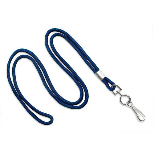 BRADY PEOPLE ID 1/8" Round Standard Lanyard with Nickel Plated Steel Swivel Hook (Navy Blue, 100-Pack)