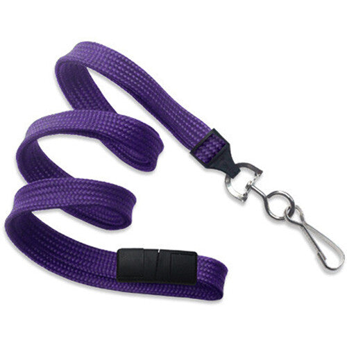BRADY PEOPLE ID 3/8" Breakaway Lanyard with Universal Slide Adapter & Swivel Hook (Purple, 100-Pack)