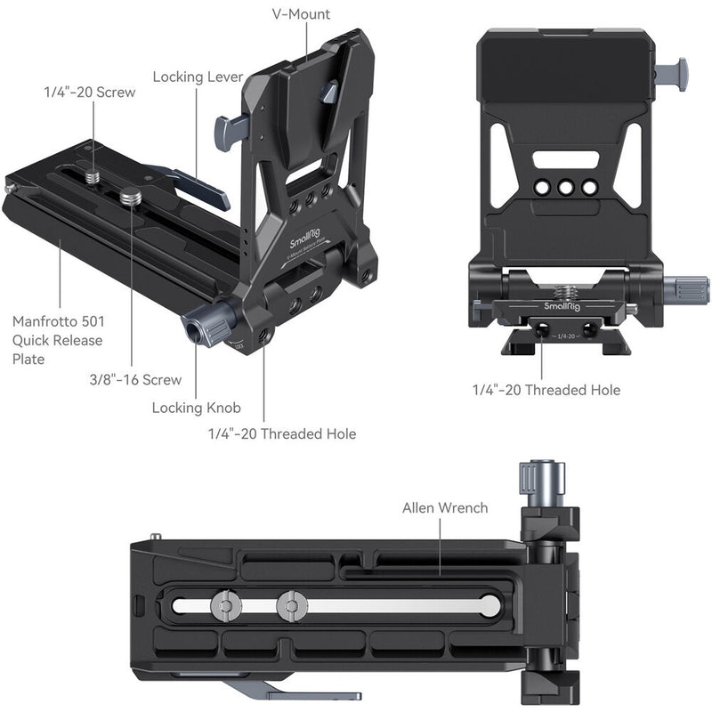 SmallRig V-Lock Battery Plate with 15mm LWS Base Kit for Small Cinema Cameras