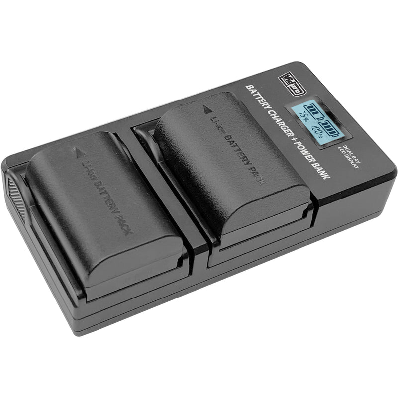 Vidpro Dual-Bay LCD Digital Charger with Power Bank for Select Canon Batteries