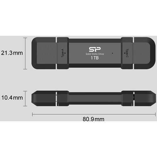 Silicon Power 1TB DS72 Dual USB 3.2 Gen 2 Portable SSD (USB-C / USB-A)