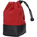 Artisan & Artist Fabric and Leather Lens Pouch (Red/Black, Medium)