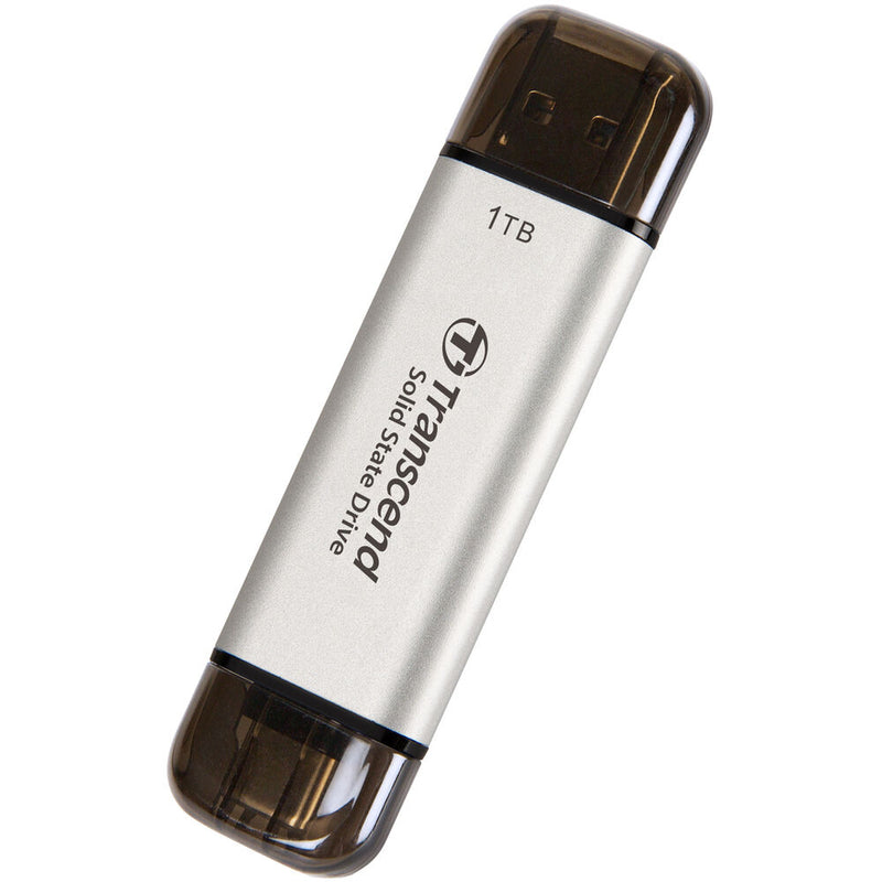 Transcend 1TB ESD310 Portable USB-C/A SSD (Metallic Silver)