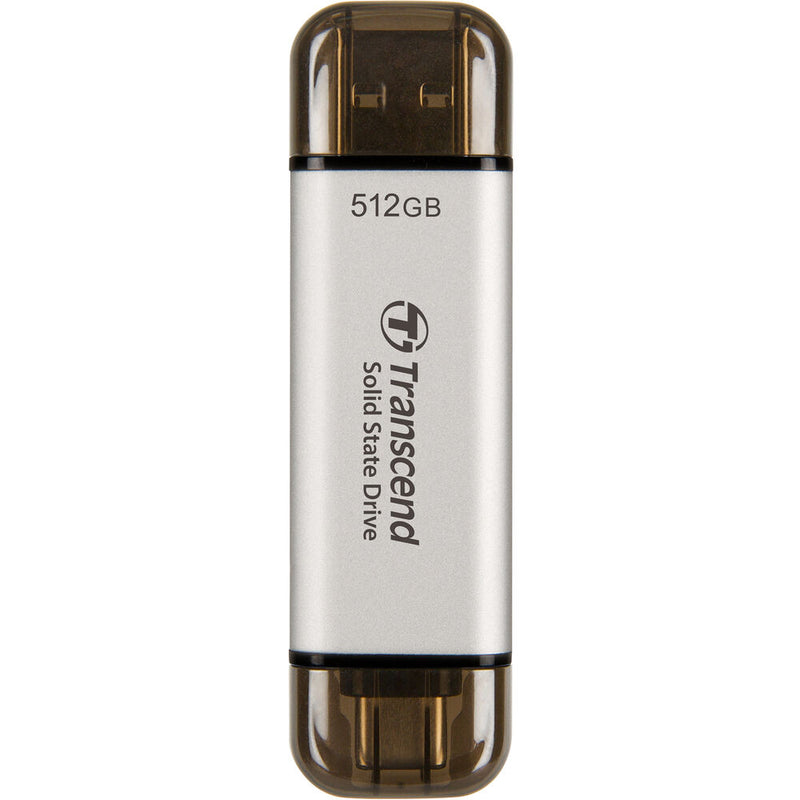 Transcend 512GB ESD310 Portable USB-C/A SSD (Metallic Silver)