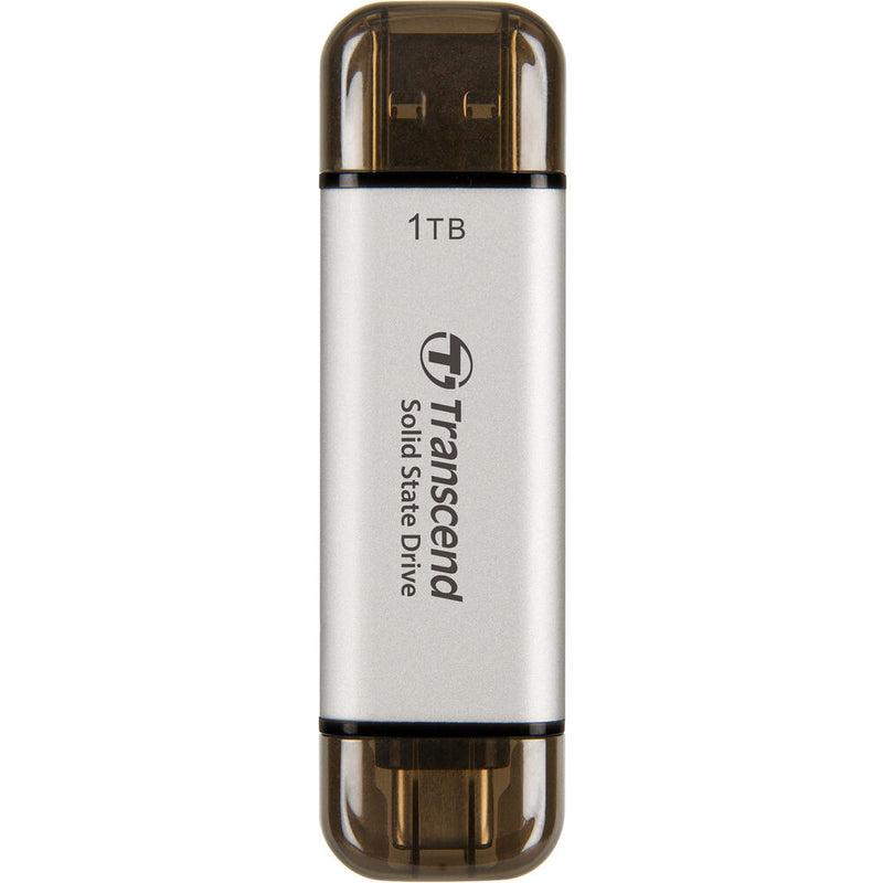 Transcend 1TB ESD310 Portable USB-C/A SSD (Metallic Silver)