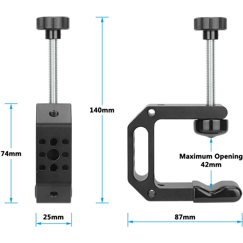 CAMVATE C-Clamp with Multiple 1/4"-20 and 3/8"-16 Threads (2.25" Throat Depth)