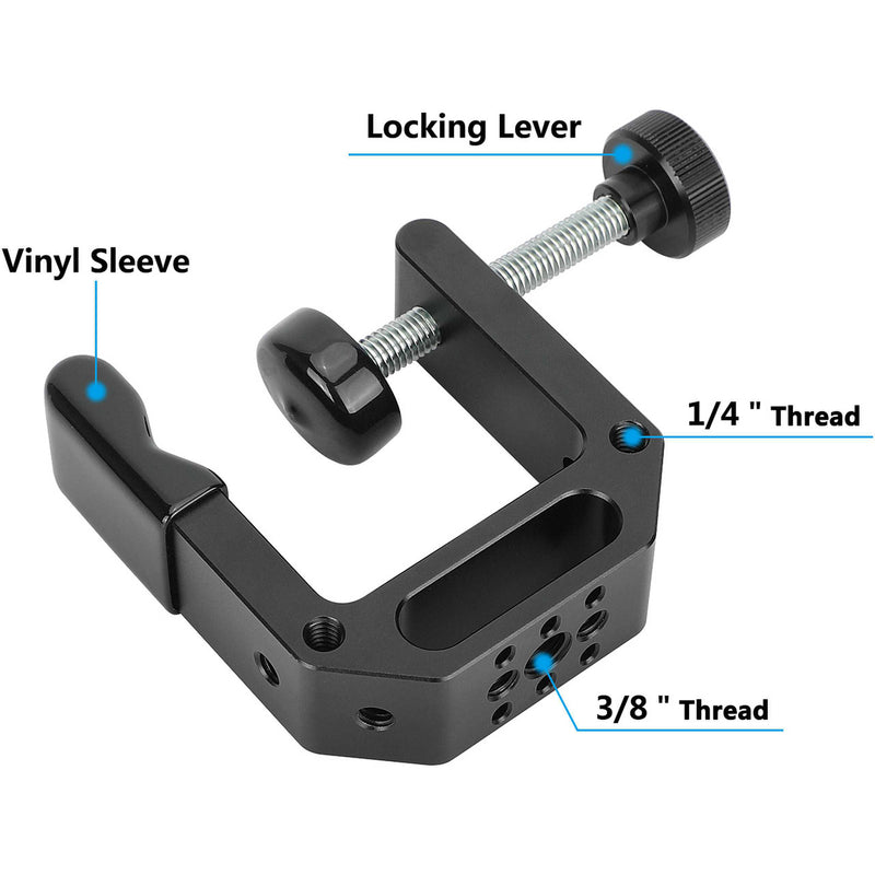 CAMVATE C-Clamp with Multiple 1/4"-20 and 3/8"-16 Threads (2.25" Throat Depth)