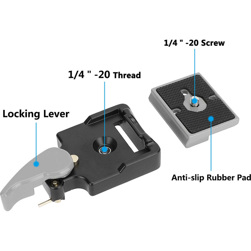 CAMVATE 200PL-14 RC2 Quick Release Plate with Clamp Base for Manfrotto 323