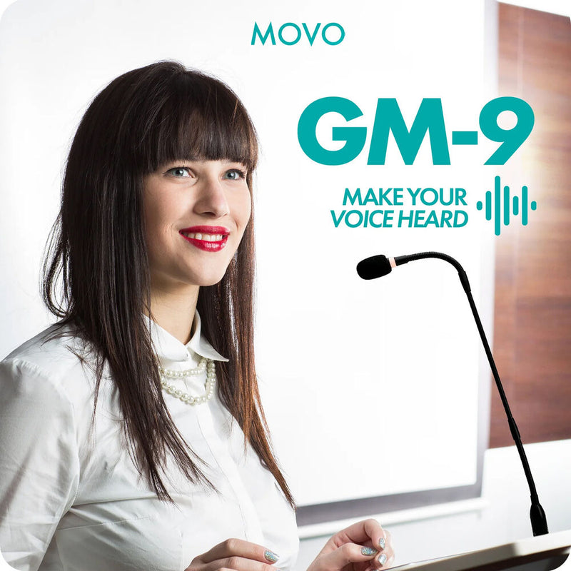 Movo Photo GM-9 18" Cardioid Condenser Gooseneck Microphone with XLR Base