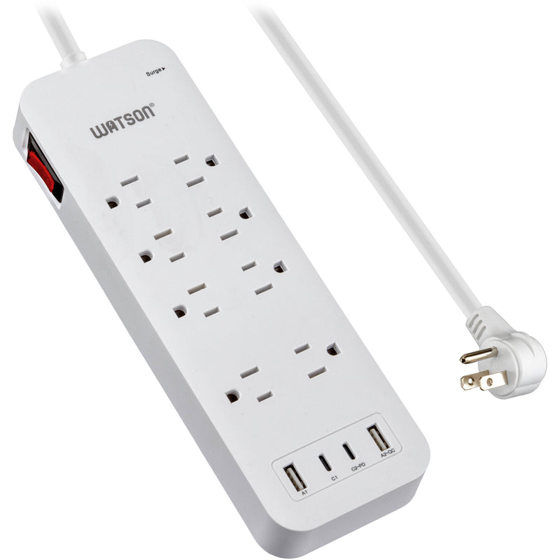 Watson 8-Outlet Surge Protector with USB (2450 Joules, White)