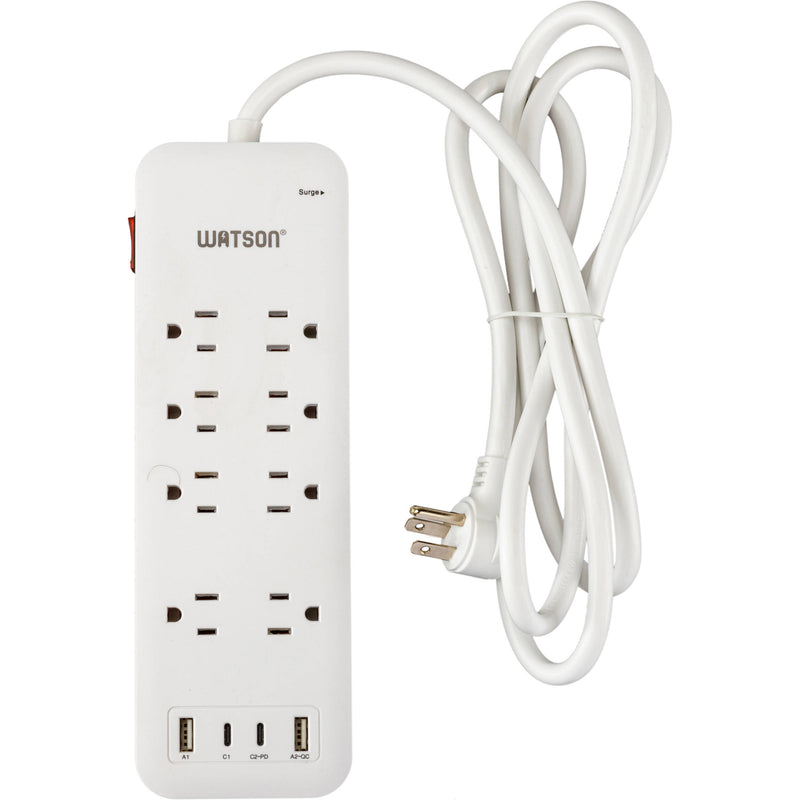 Watson 8-Outlet Surge Protector with USB (2450 Joules, White)