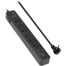 Watson 6-Outlet Surge Protector with USB (450 Joules, Black)