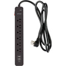 Watson 6-Outlet Surge Protector with USB (450 Joules, Black)