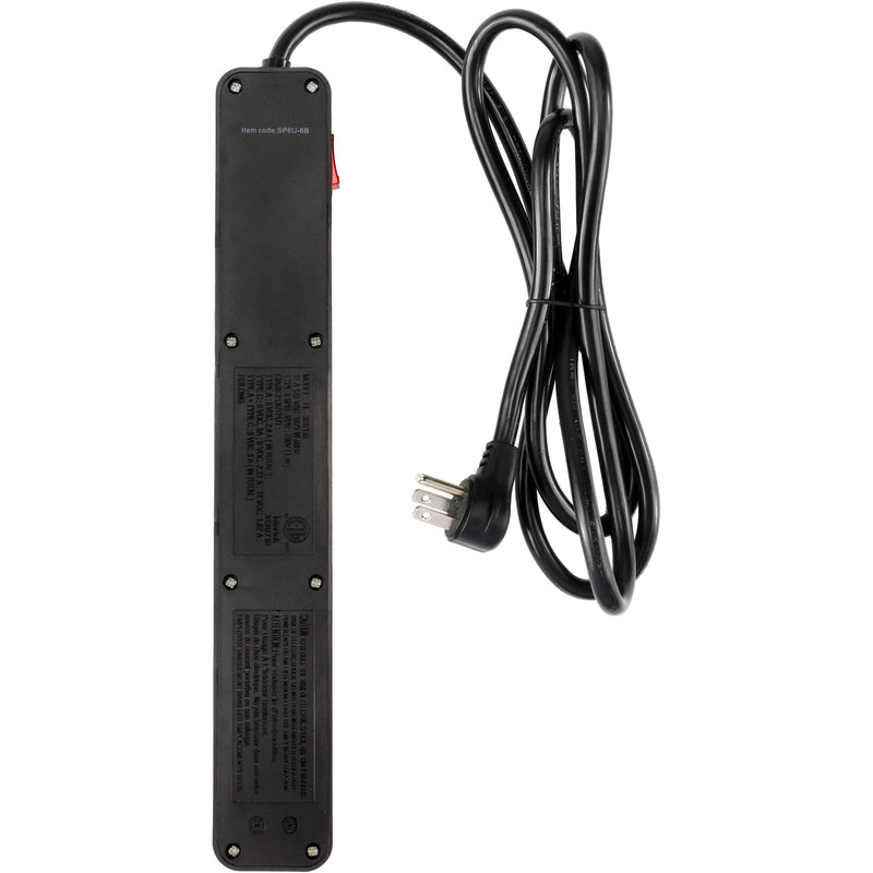 Watson 6-Outlet Surge Protector with USB (450 Joules, Black)