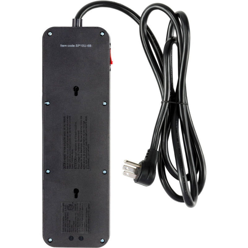 Watson 10-Outlet Surge Protector with USB (2450 Joules, Black)
