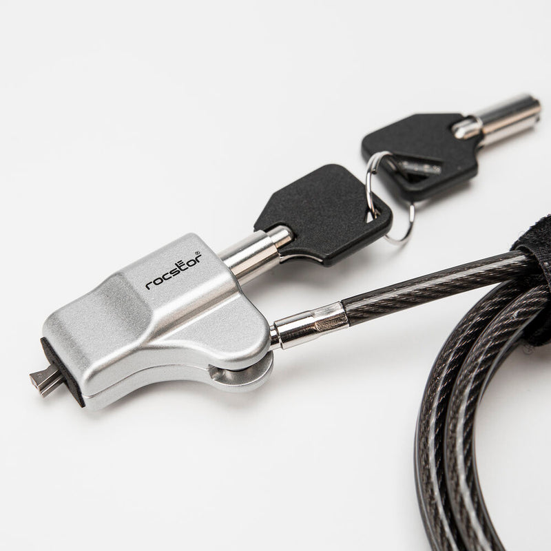 Rocstor Rocbolt MW17 Security Cable with 2 Keys for Wedge Shaped Slots (6', TAA)