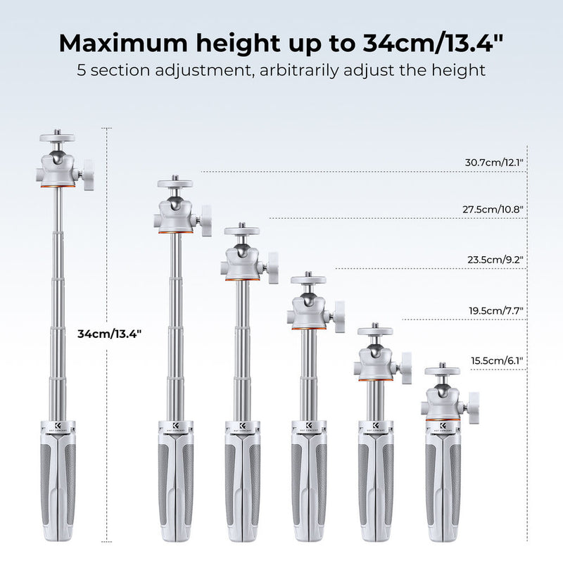 K&F Concept Desktop Tripod with Bluetooth (Silver)