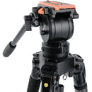 Miller AirV Fluid Head with Toggle LW Aluminum Tripod, Mid-Level Spreader, Rubber Feet & Soft Case Kit