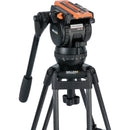 Miller Versa CXV8 Head, 75 Sprinter II 2-Stage CF Tripod, Mid-Level Spreader, Rubber Feet & Soft Case Kit