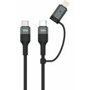 Tera Grand USB-C 2.0 Sync and Charge Cable with Lightning Adapter (6', Black)